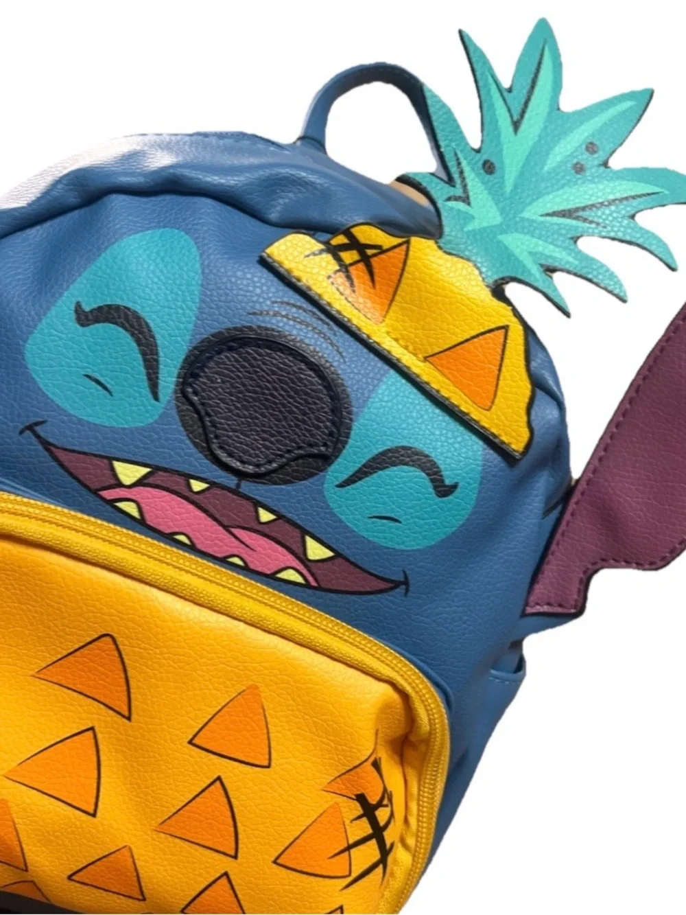 Disney Stitch Pineapple Mini Backpack NWT 10” Faux Leather Loungefly Style 🍍🌺